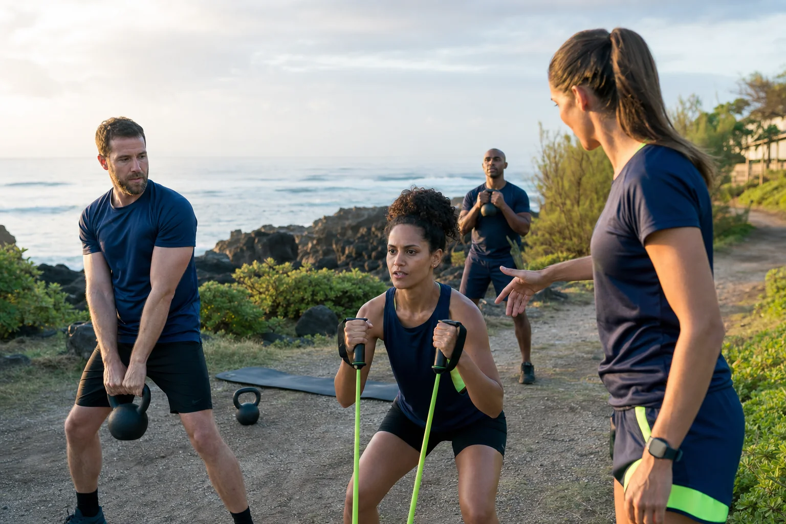 Groupe en séance de coaching outdoor